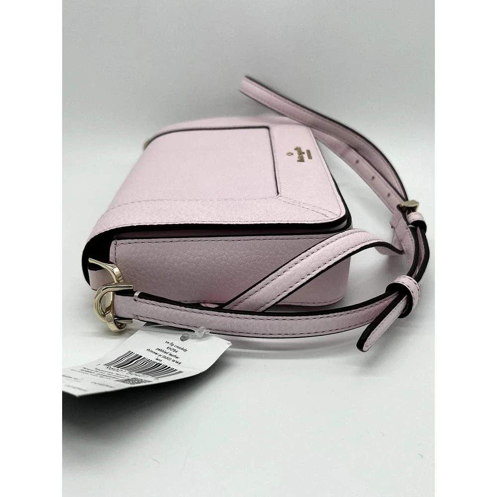 NWT Kate Spade Leno Poweder Pink Small Flip Crossbody Pebbled Leather Pocketbook